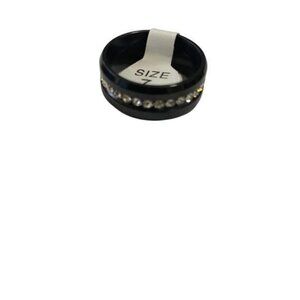 Stainless Steel Wedding Engagement Black Band Ring Size‎ 7 Unisex